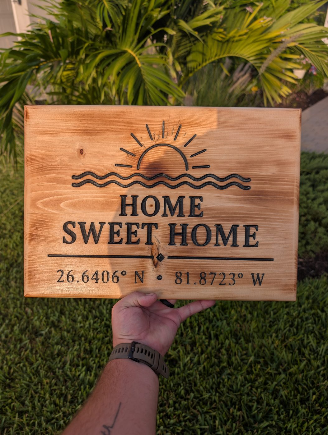 Home Sweet Home coordinates sign