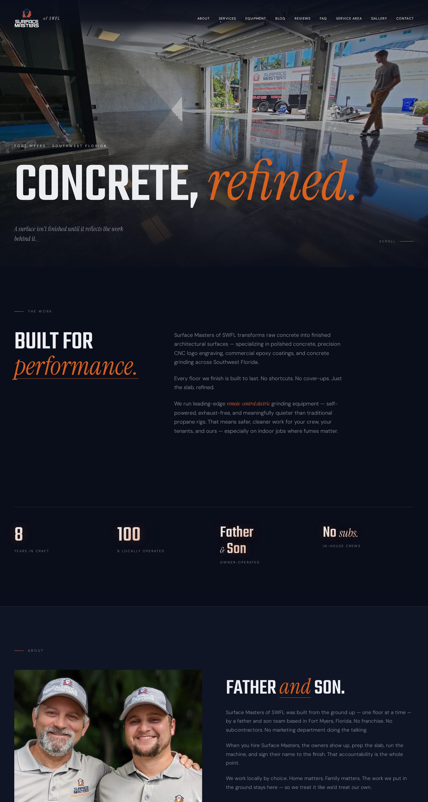 Surface Masters of SWFL website, desktop