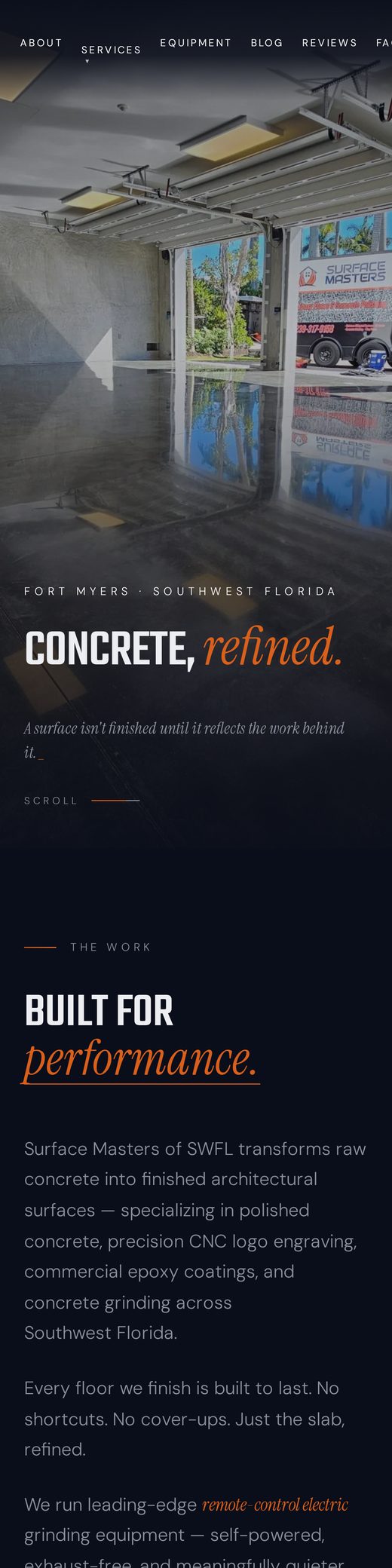 Surface Masters of SWFL website, mobile